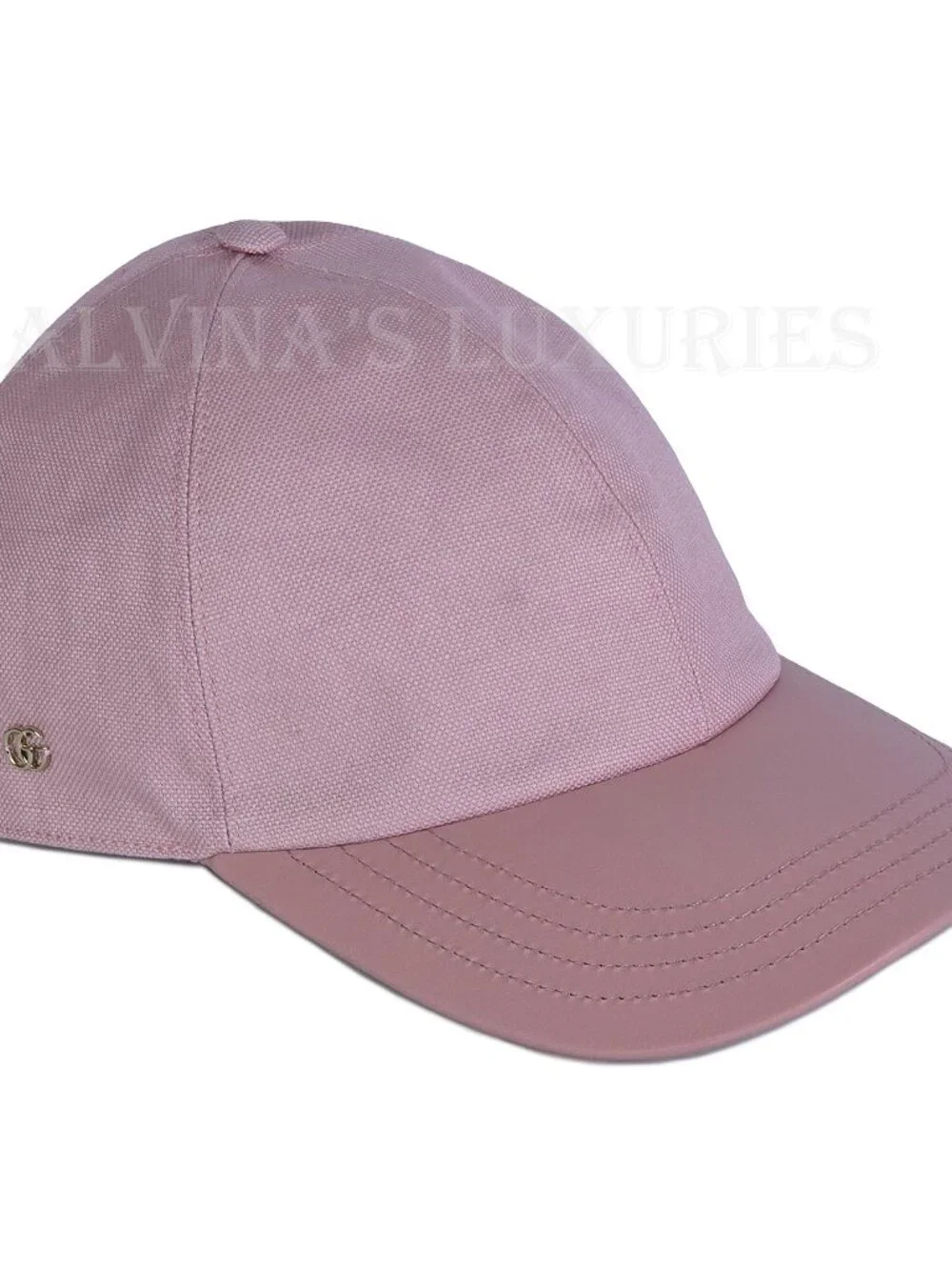 GUCCI HAT BASEBALL CAP PINK COTTON w LOGO PRINTED BRIM UNISEX sz S 56cm